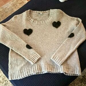 Rails Gray Sweater with Black Heart Accents